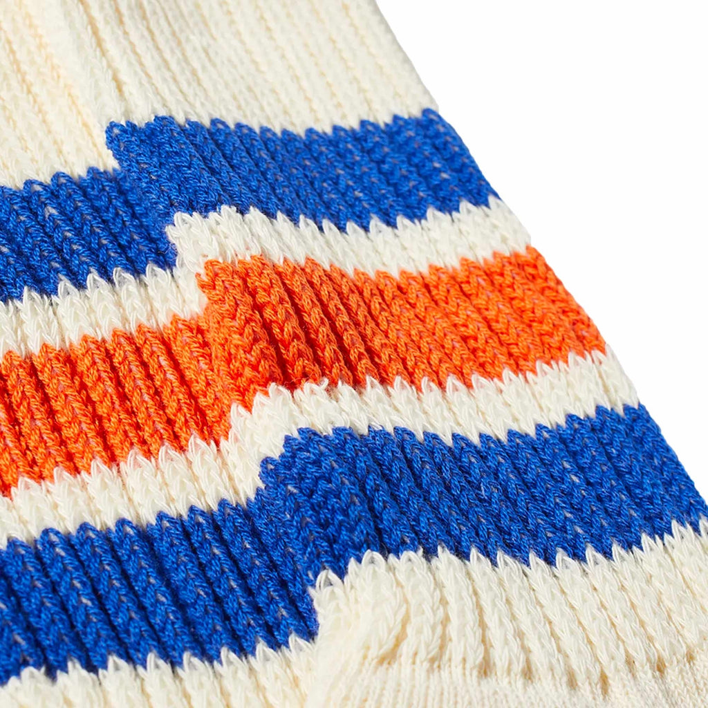 RoToTo Socks Coarse Ribbed Old School Crew Socks - Blue/Orange