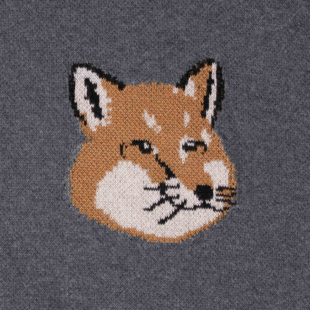 Maison Kitsune Mini Fox Head Intarsia Comfort Jumper - Dark Grey