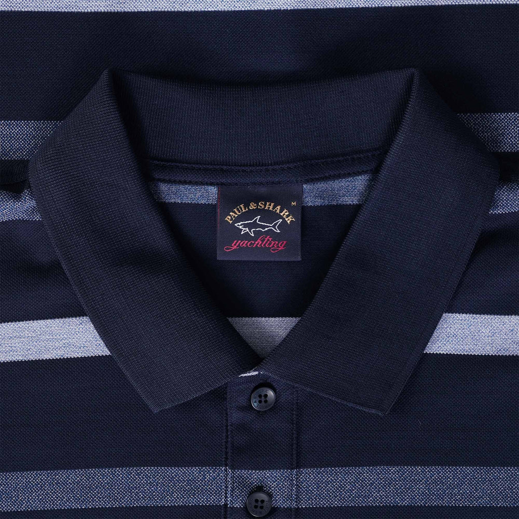 Paul and Shark Striped Polo Shirt - Navy