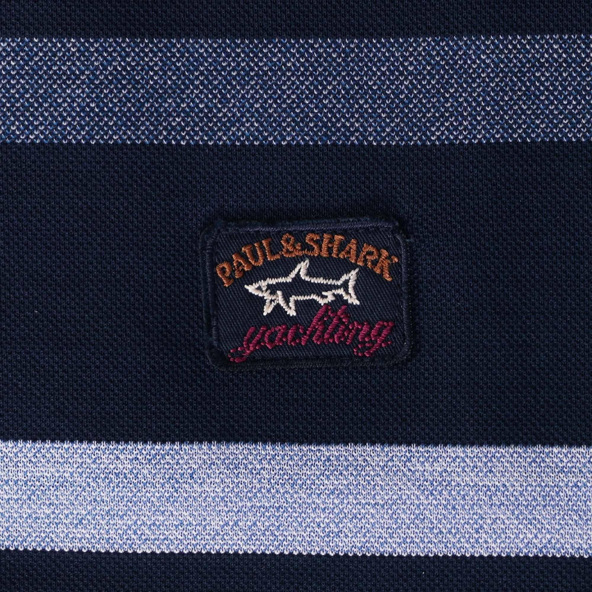 Paul and Shark Striped Polo Shirt - Navy