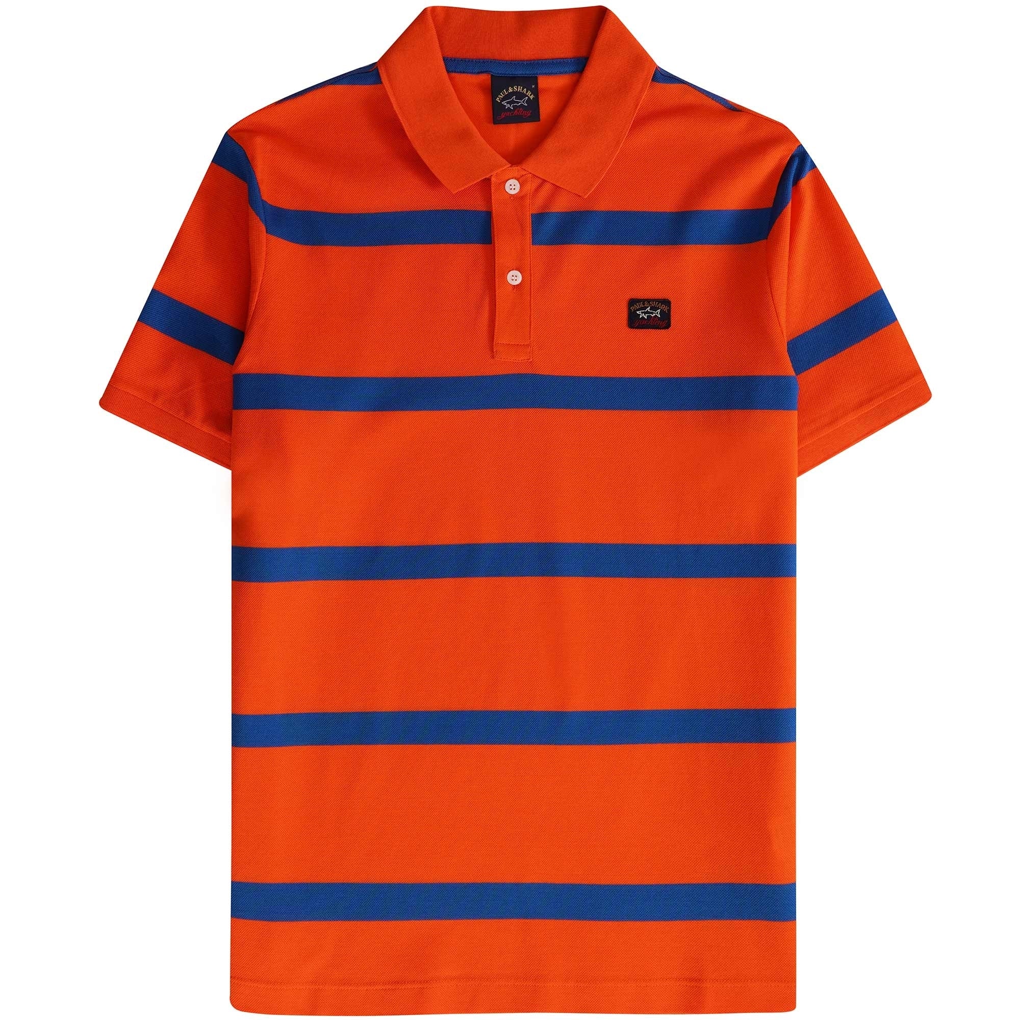 Paul and Shark Striped Polo Shirt - Orange