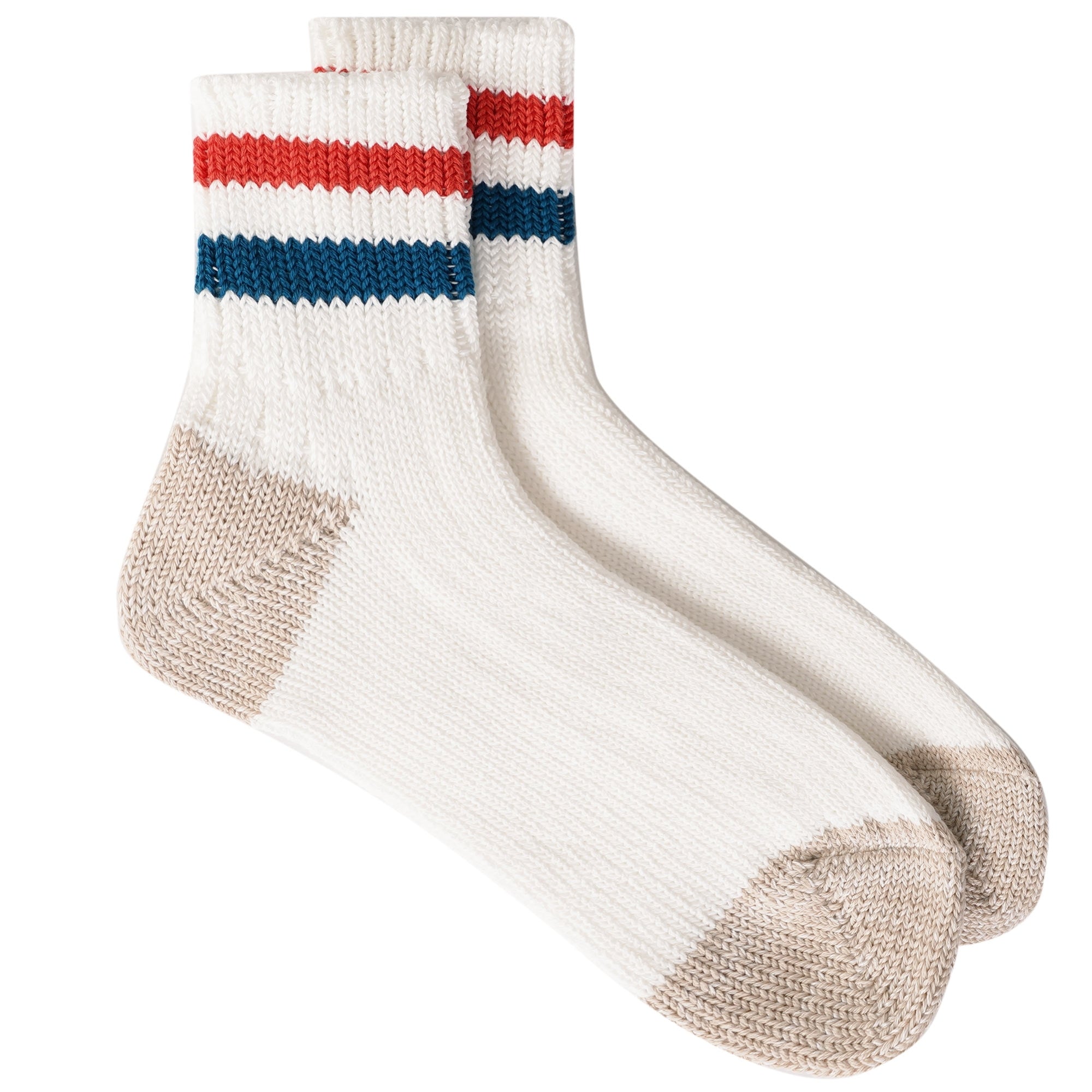 RoToTo Socks Old School Ribbed Ankle Sock - White/Red