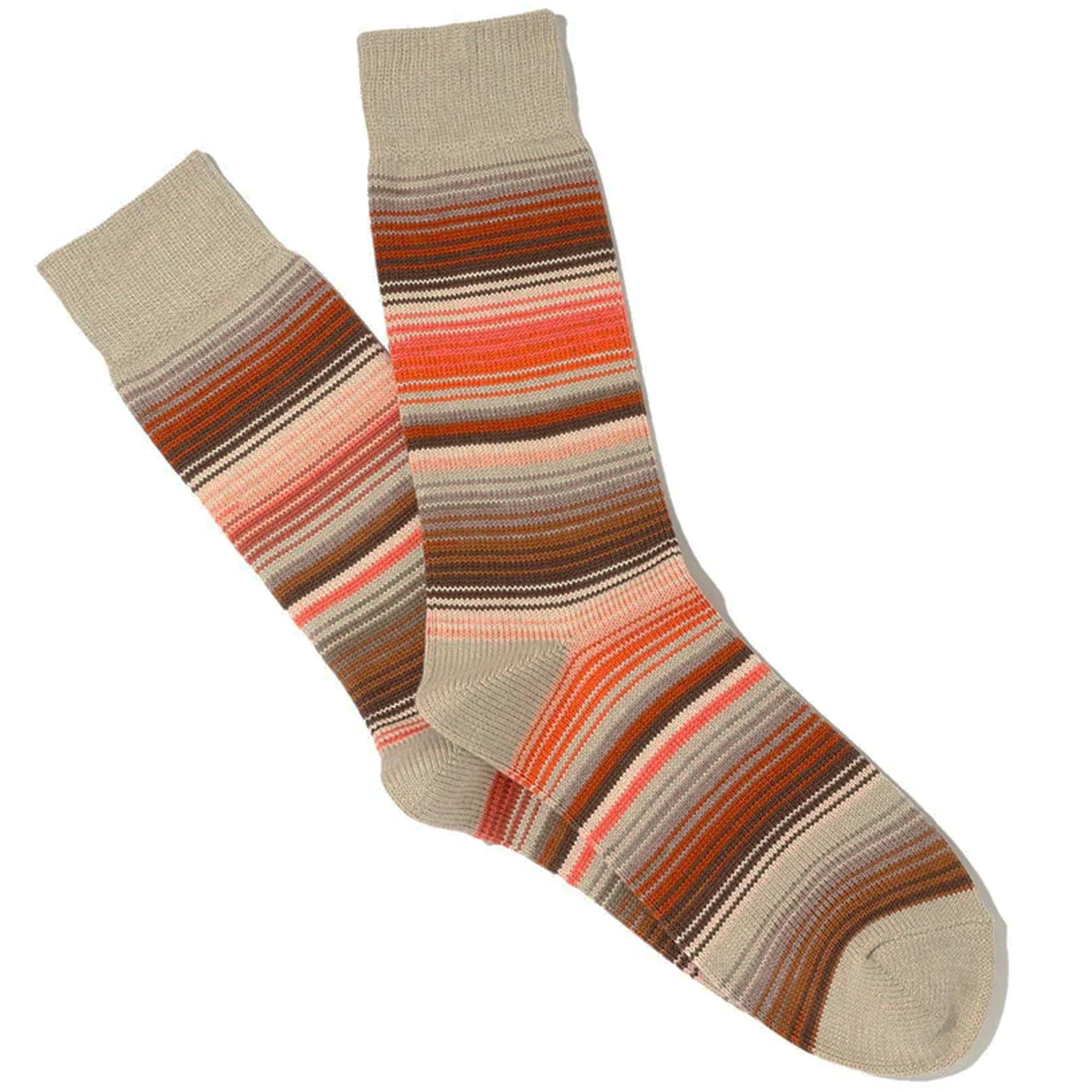 Anonymous Ism Sarape Stripes Crew Socks - S.Beige