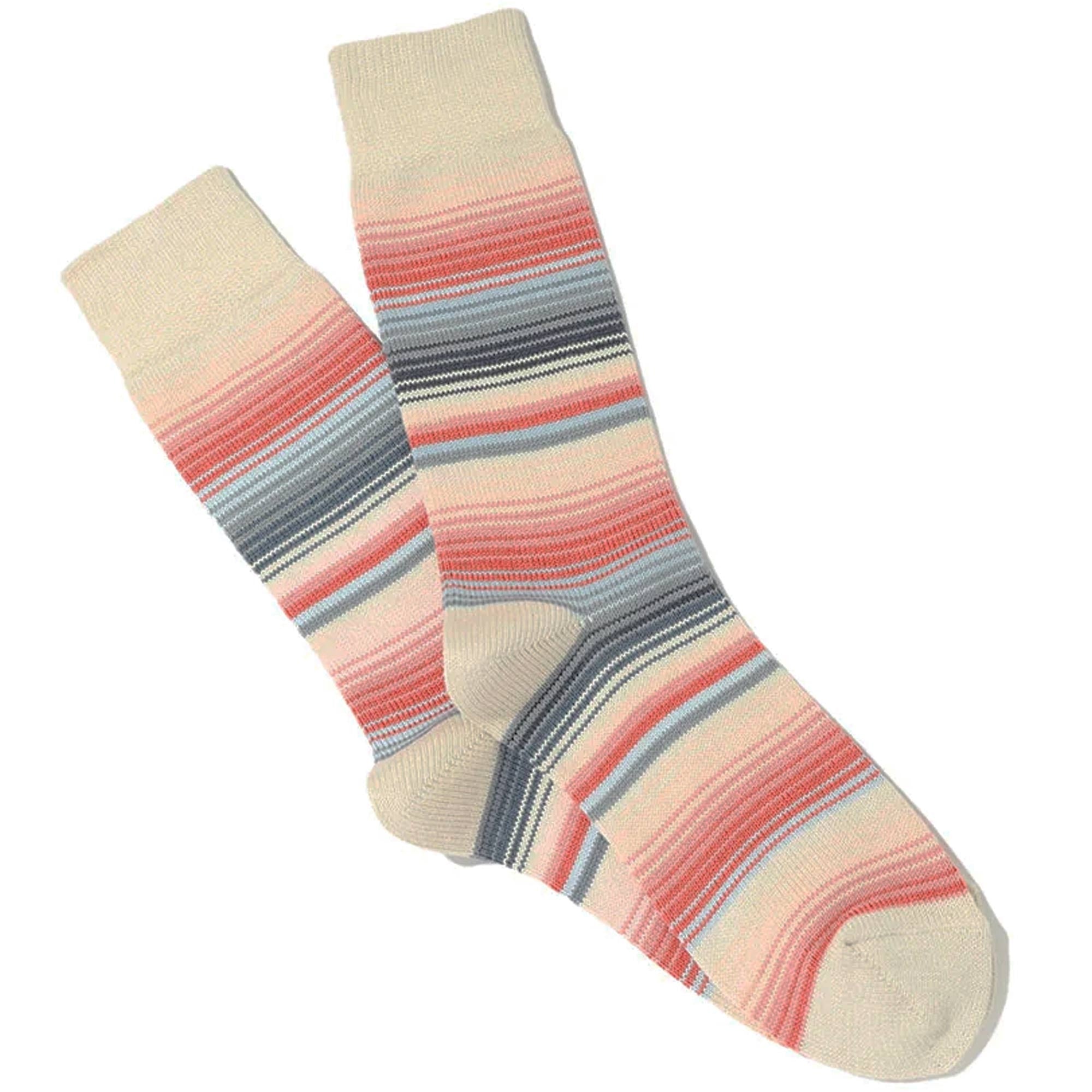 Anonymous Ism Sarape Stripes Crew Socks - Oatmeal