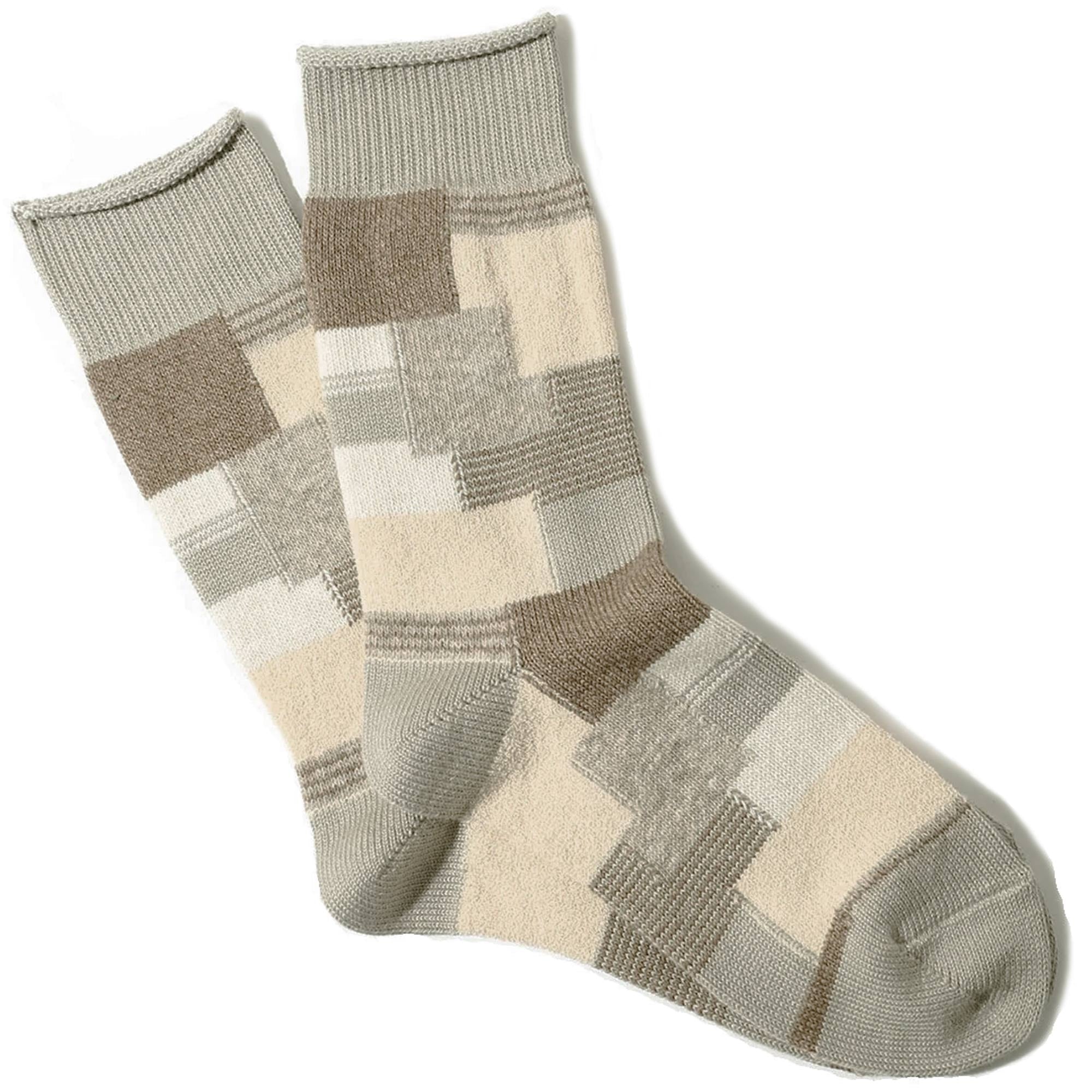 Anonymous Ism Patchwork Crew Socks - Beige