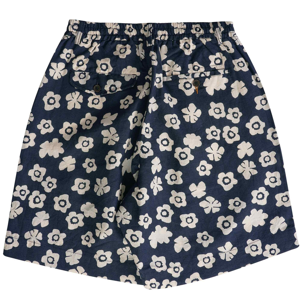 Universal Works Pleated Track Shorts - Indigo Flower