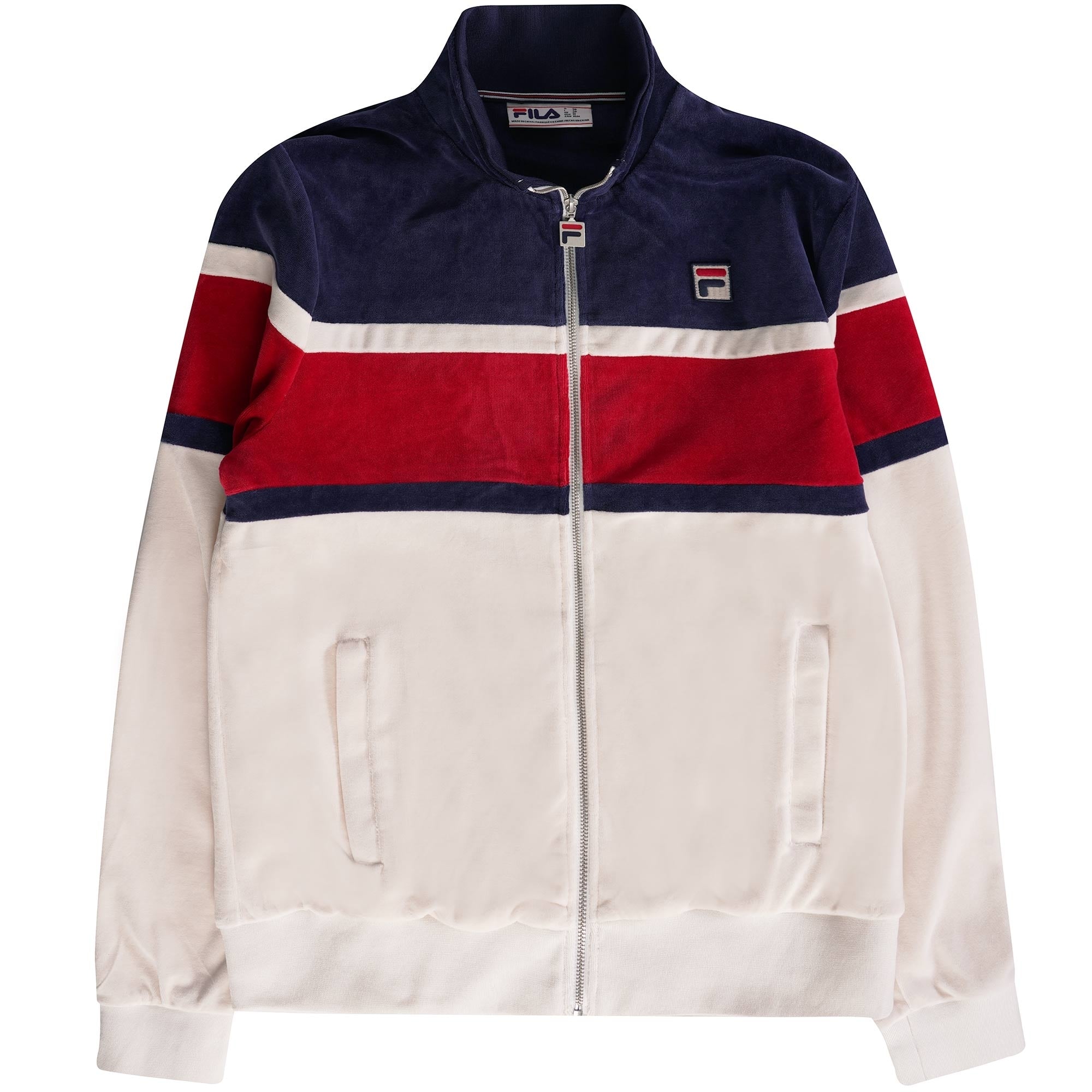 Fila Vintage Decker Colour Blocked Velour Track Top - Gardenia