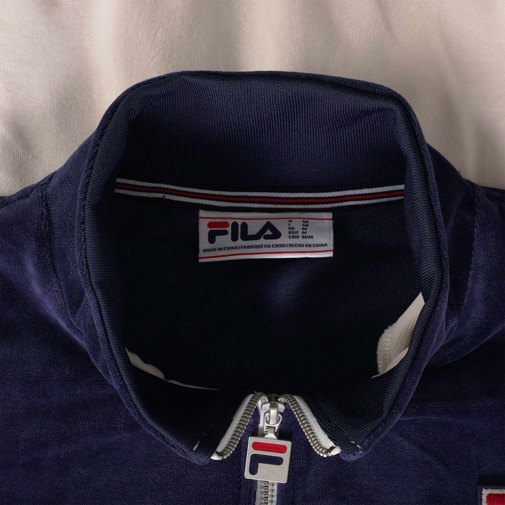 Fila Vintage Decker Colour Blocked Velour Track Top - Gardenia