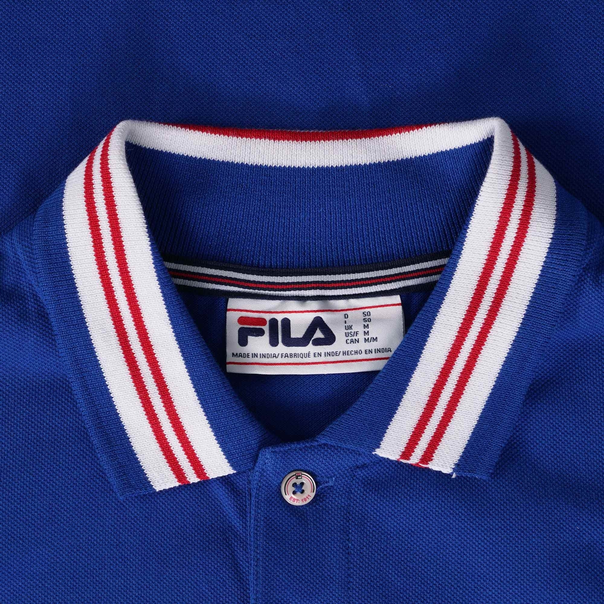Fila Vintage Faraz Tipped Rib Polo Shirt - Bright Blue