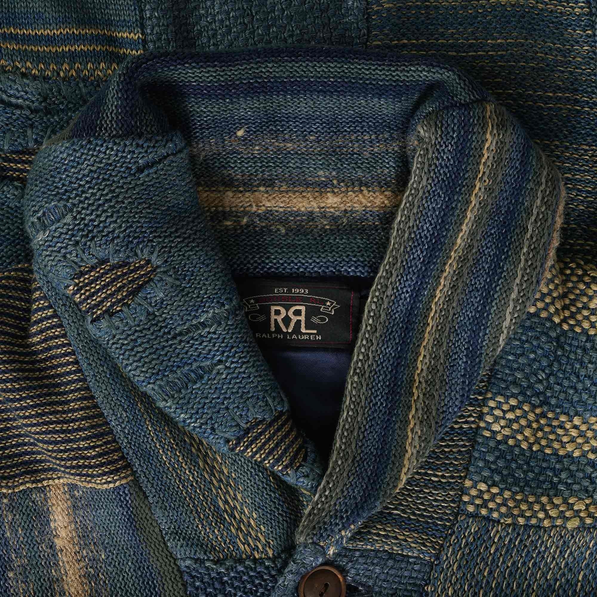 RRL by Ralph Lauren Patchwork Linen-Blend Cardigan - Indigo