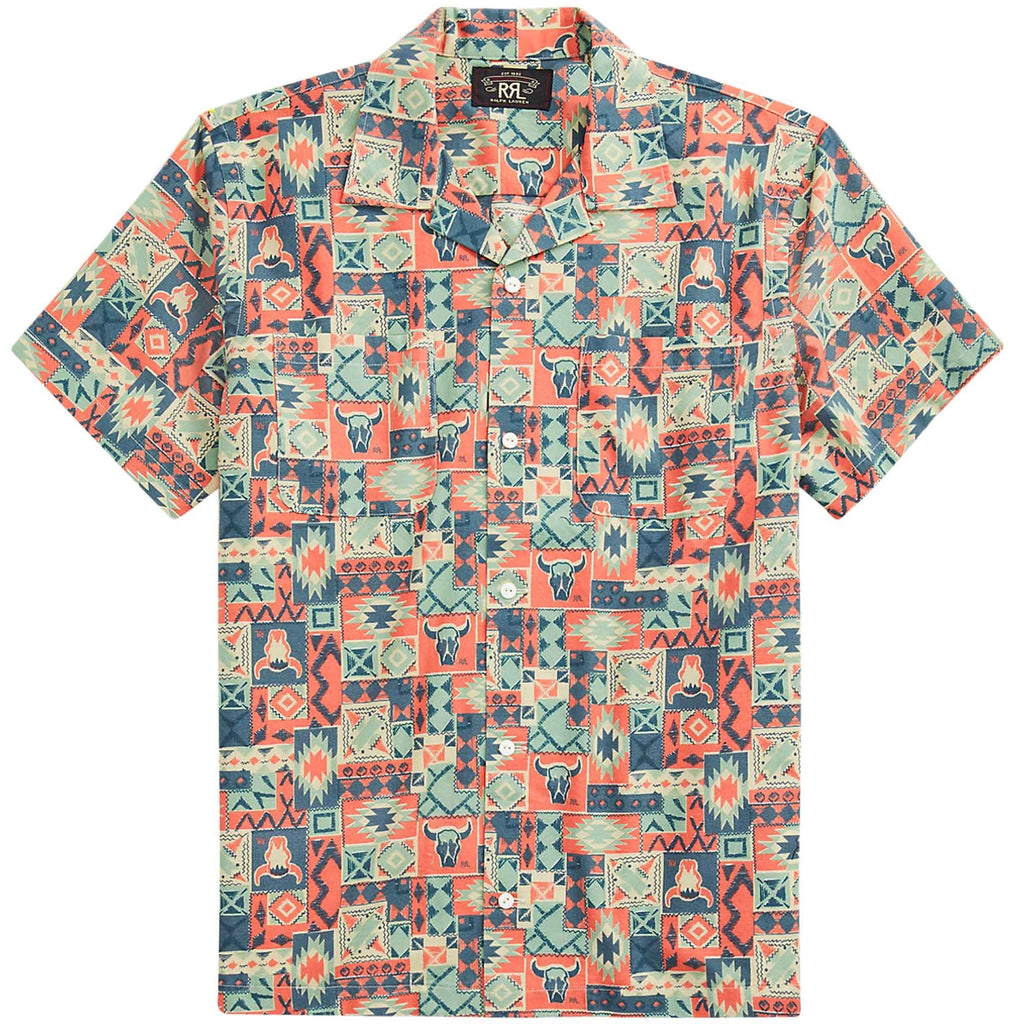 RRL by Ralph Lauren Print Woven Camp Shirt - Teal