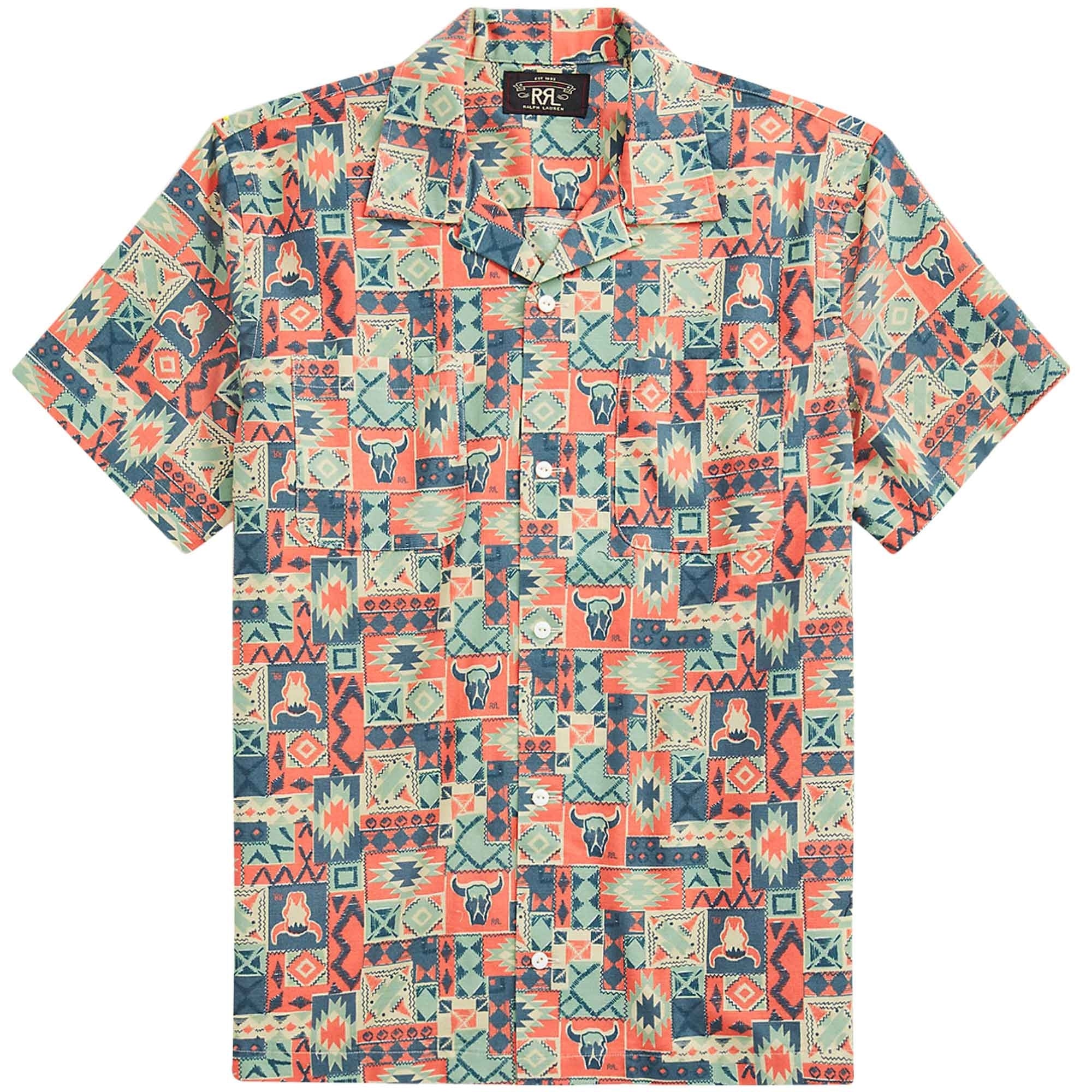 RRL by Ralph Lauren Print Woven Camp Shirt - Teal