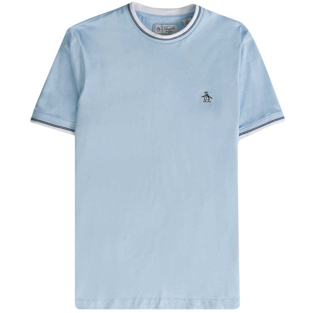 Original Penguin Tipped Sticker Pete Ringer T-Shirt - Cerulean