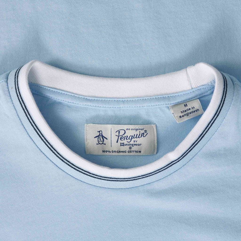 Original Penguin Tipped Sticker Pete Ringer T-Shirt - Cerulean