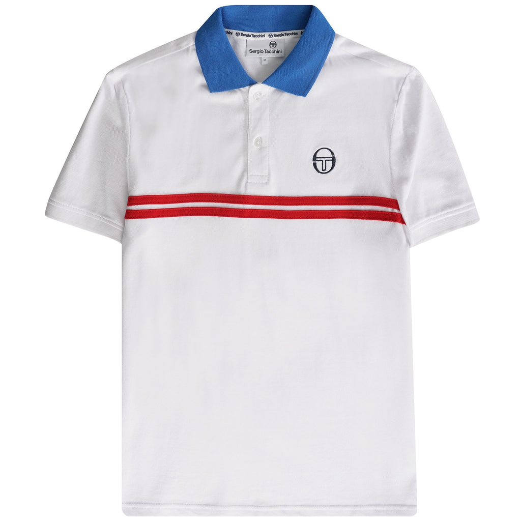 Sergio Tacchini Supermac Polo Shirt - White/Rush