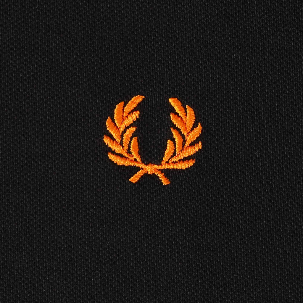 Fred Perry M12 Twin Tipped Polo Shirt - Black/Cyber Yellow & Orange