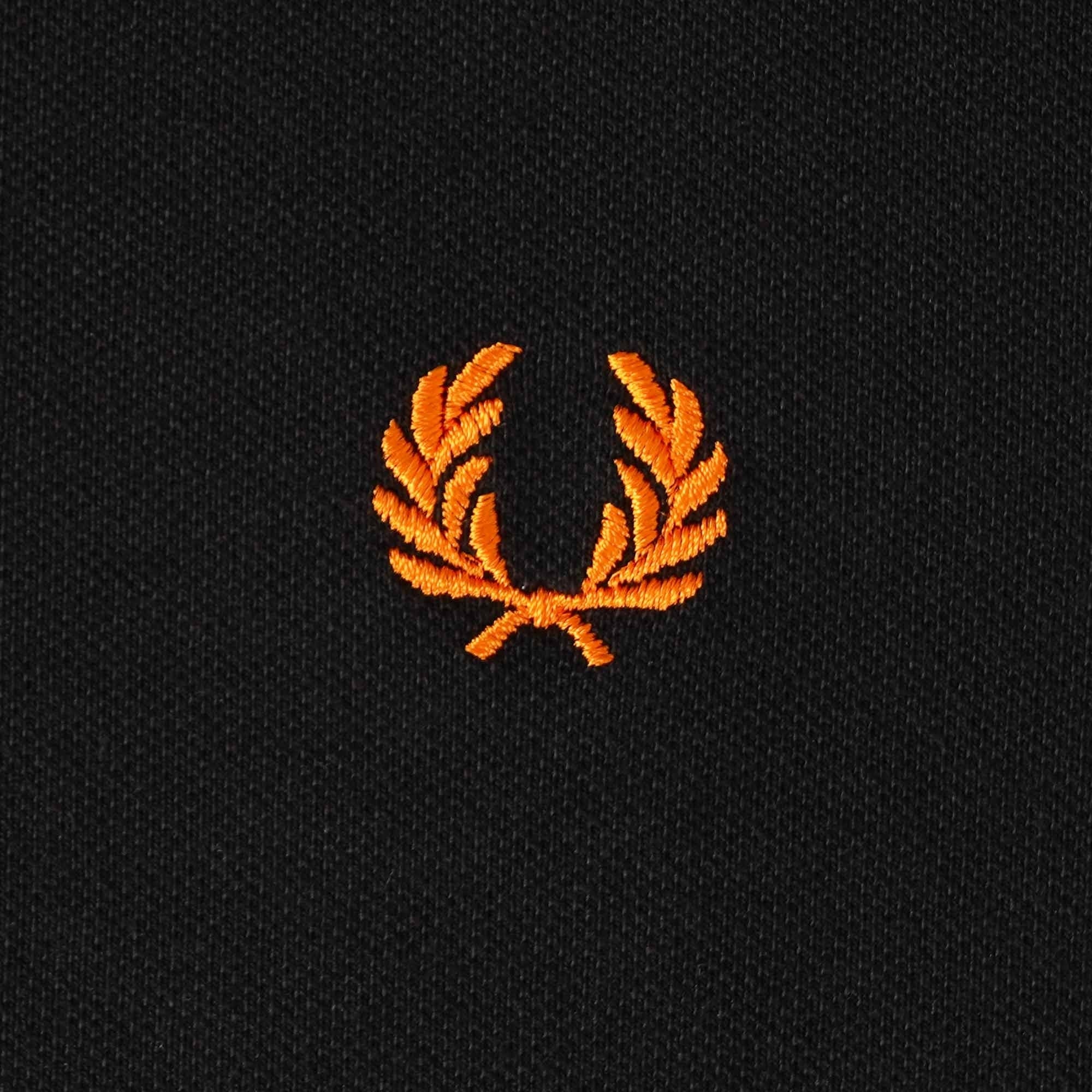 Fred Perry M12 Twin Tipped Polo Shirt - Black/Cyber Yellow & Orange