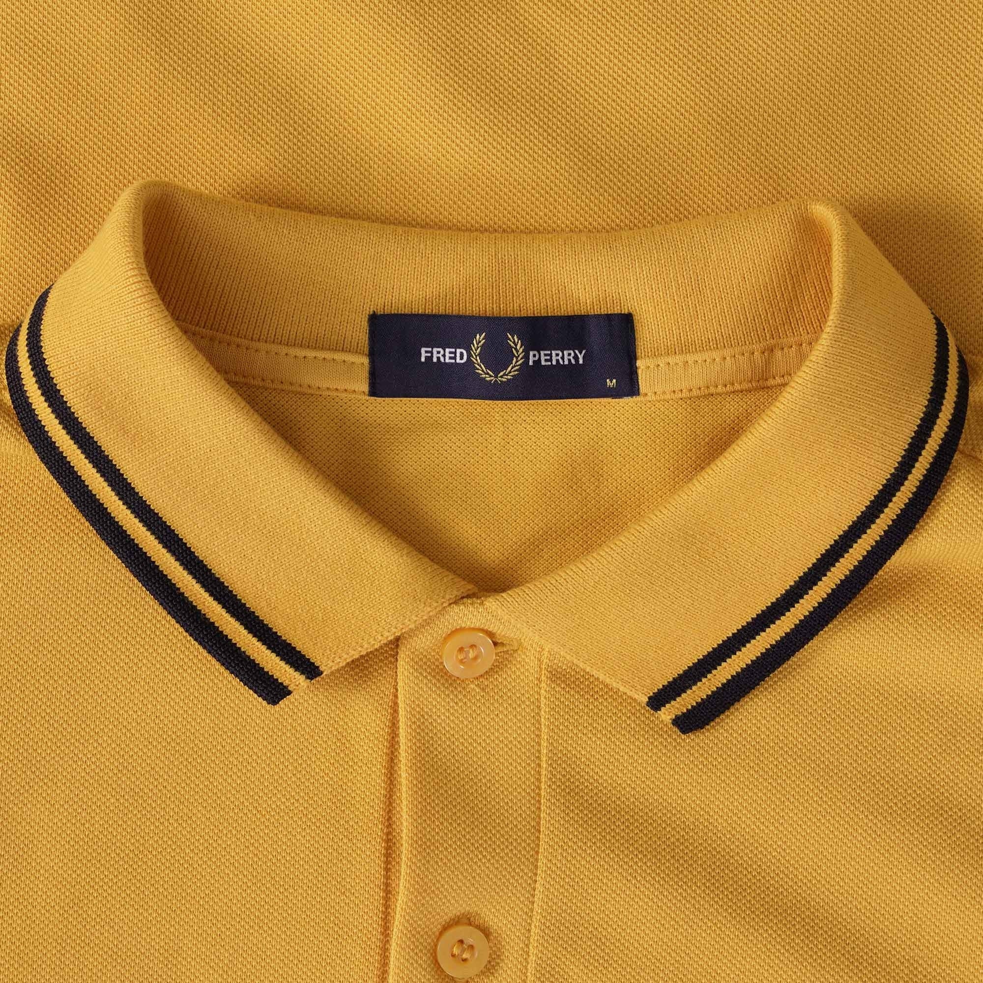 Fred Perry M3600 Twin Tipped Polo Shirt - Golden Hour/Navy