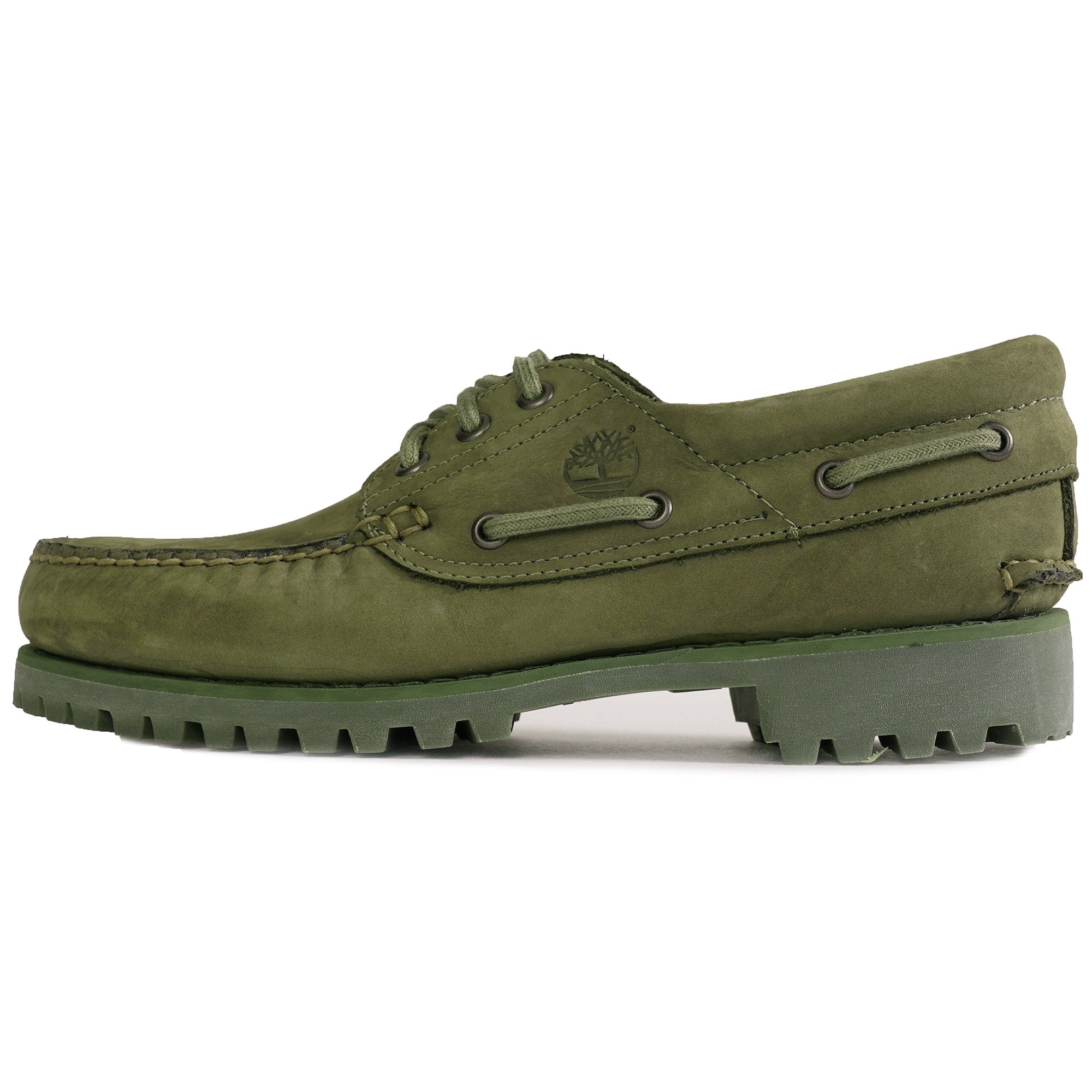 Timberland 3-Eye Lug Handsewn Boat Shoe - Green Nubuck – Stuarts