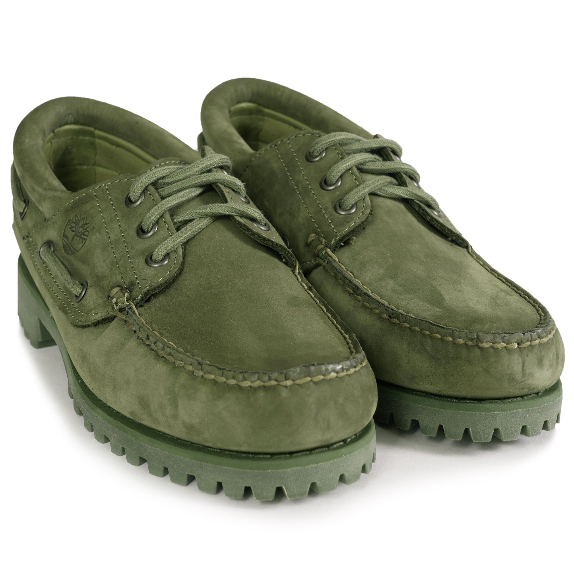 Timberland 3-Eye Lug Handsewn Boat Shoe - Green Nubuck – Stuarts