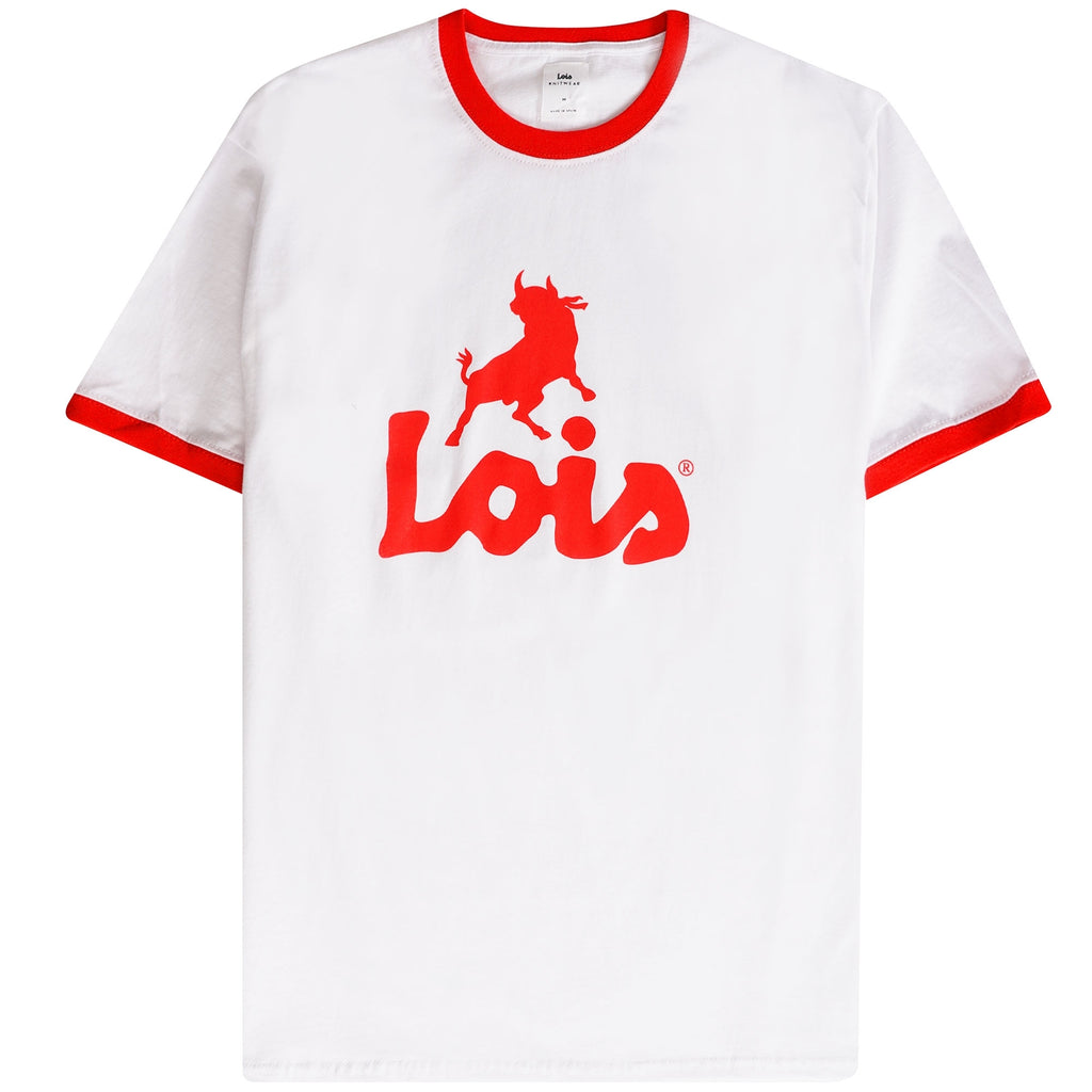 Lois Jeans Ringer T-Shirt - White/Red