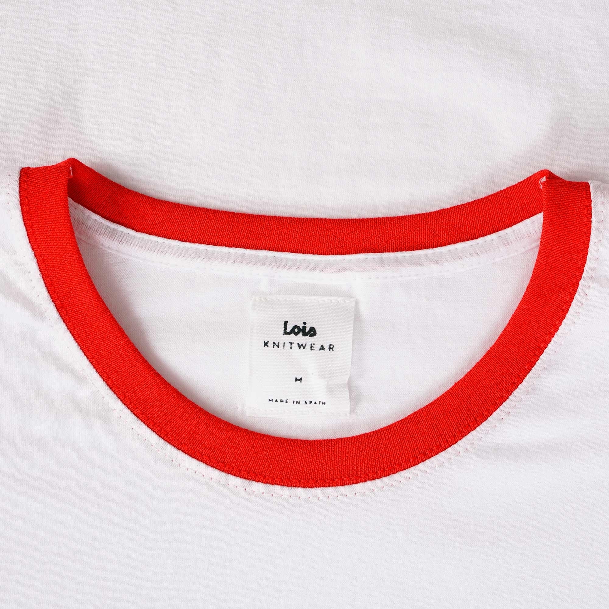 Lois Jeans Ringer T-Shirt - White/Red