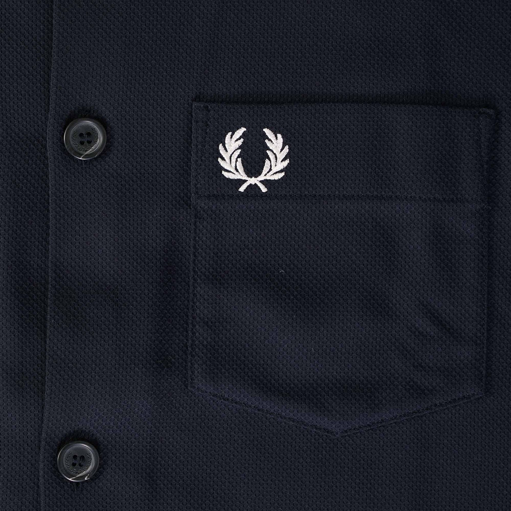 Fred Perry M5 Pique Panel Long Sleeved Shirt - Navy