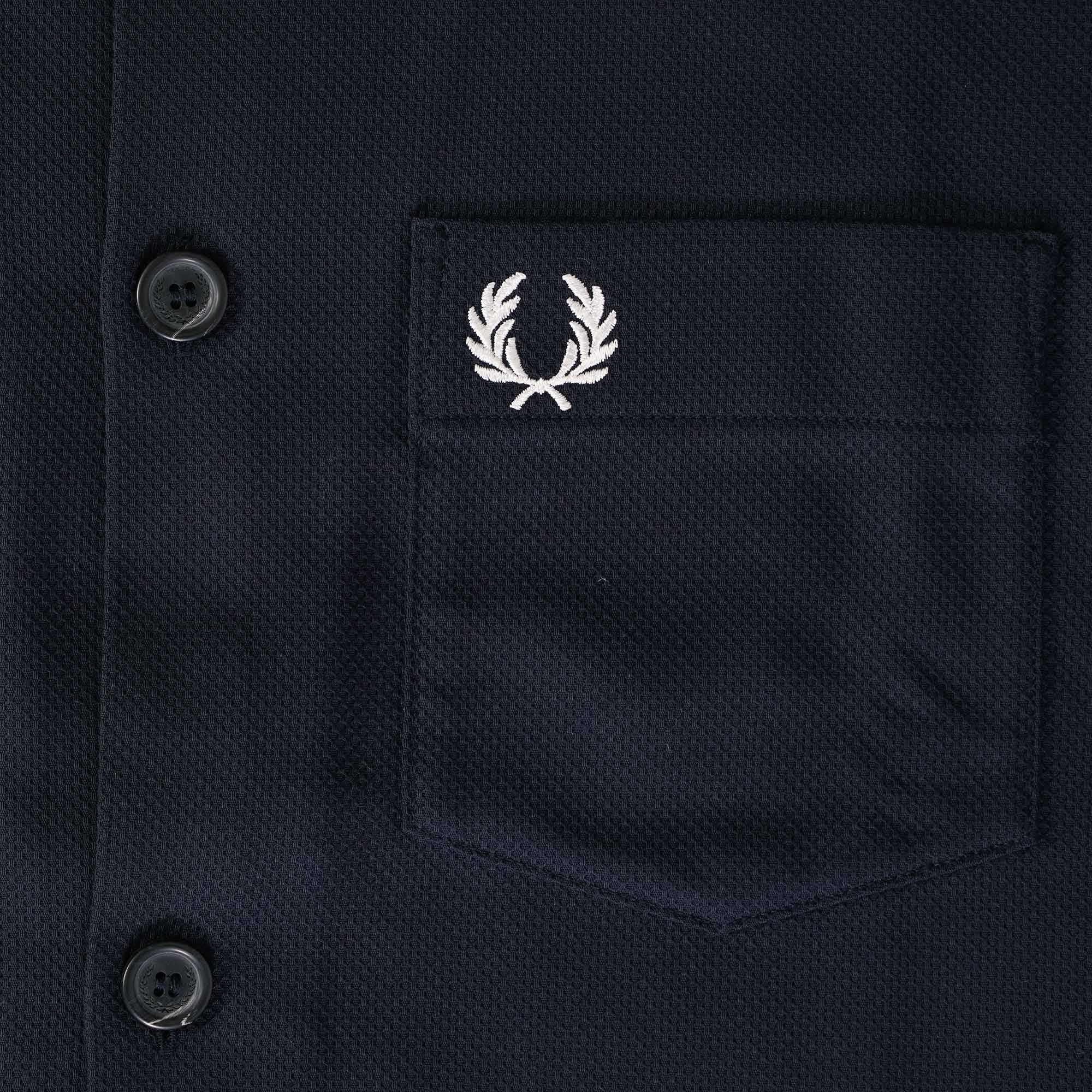 Fred Perry M5 Pique Panel Long Sleeved Shirt - Navy