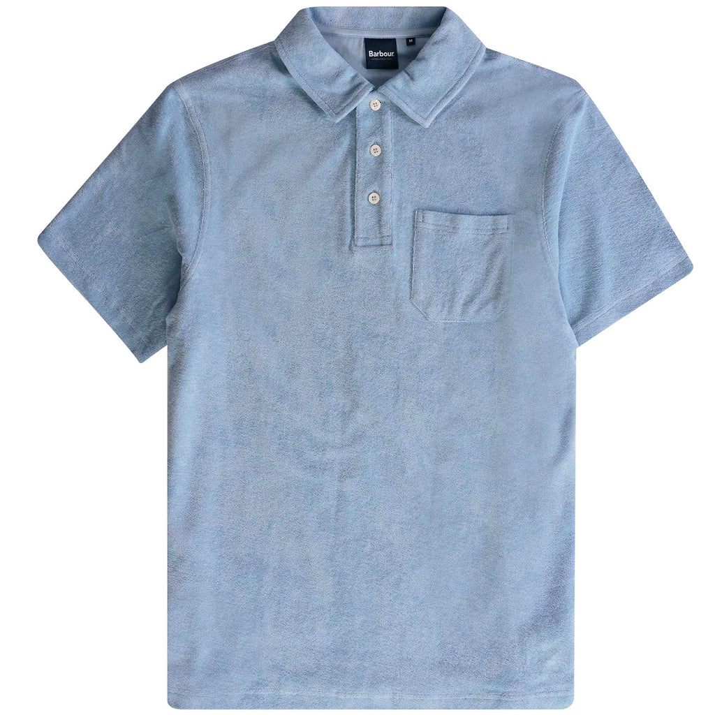 Barbour Cowes Towelling Polo Shirt - Powder Blue