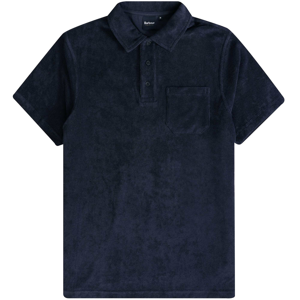 Barbour Cowes Towelling Polo Shirt - Navy