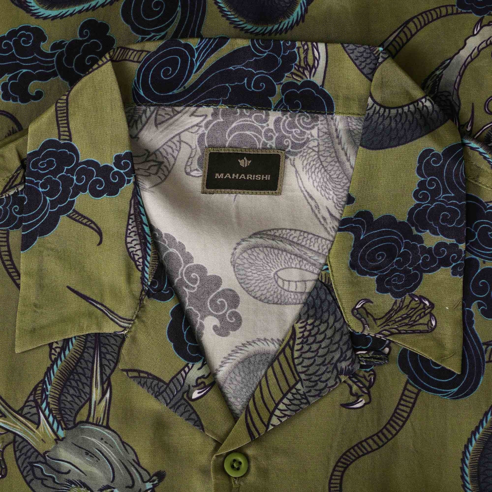 Maharishi Cloud Dragon Camp Collar Shirt - Olive