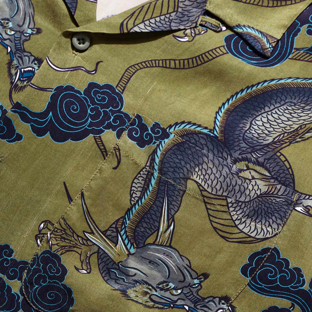 Maharishi Cloud Dragon Camp Collar Shirt - Olive