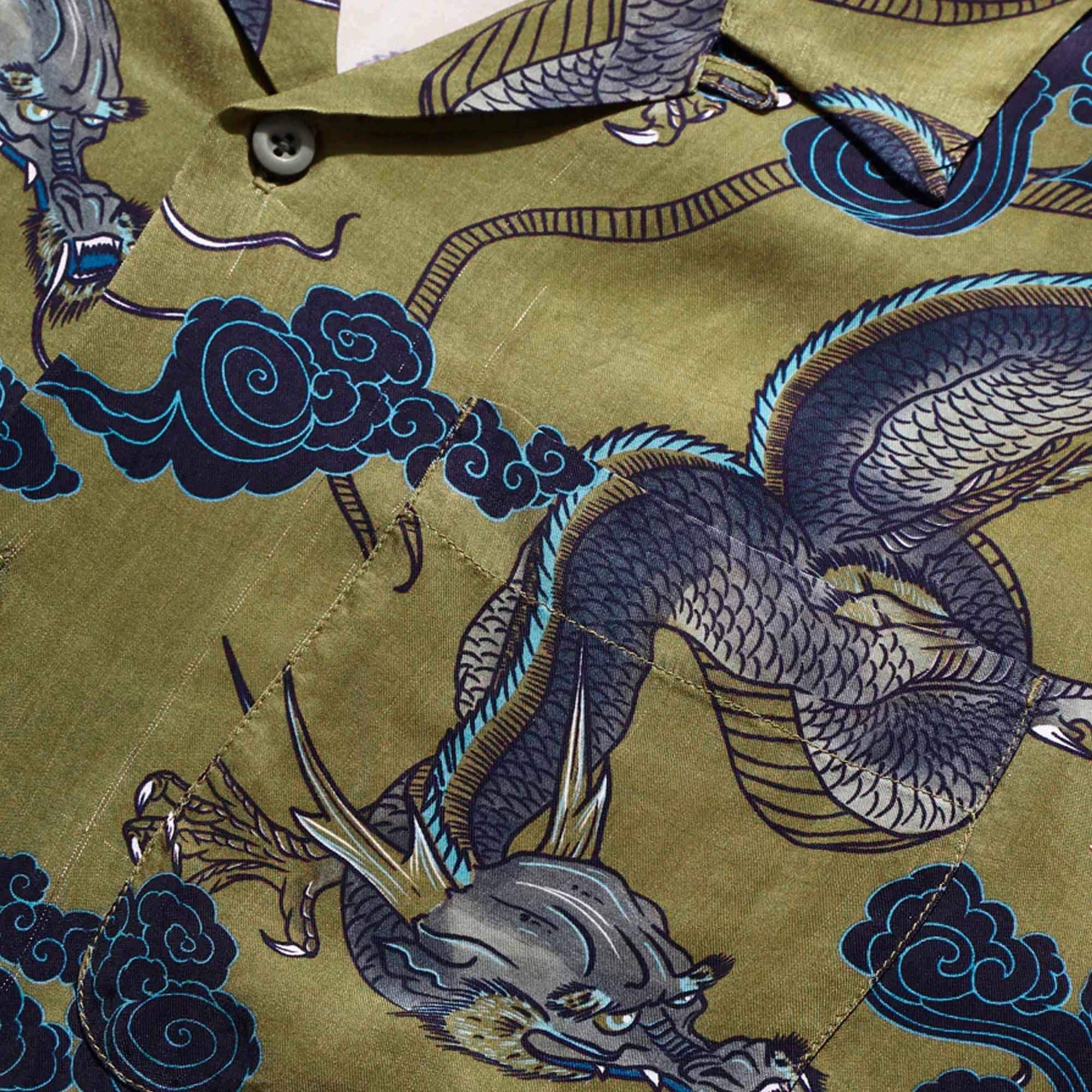 Maharishi Cloud Dragon Camp Collar Shirt - Olive