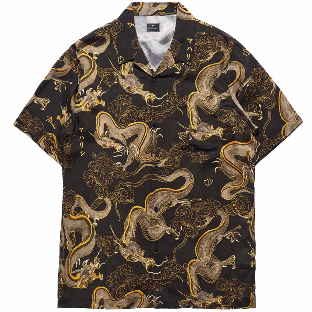 Maharishi Cloud Dragon Camp Collar Shirt - Golden Black