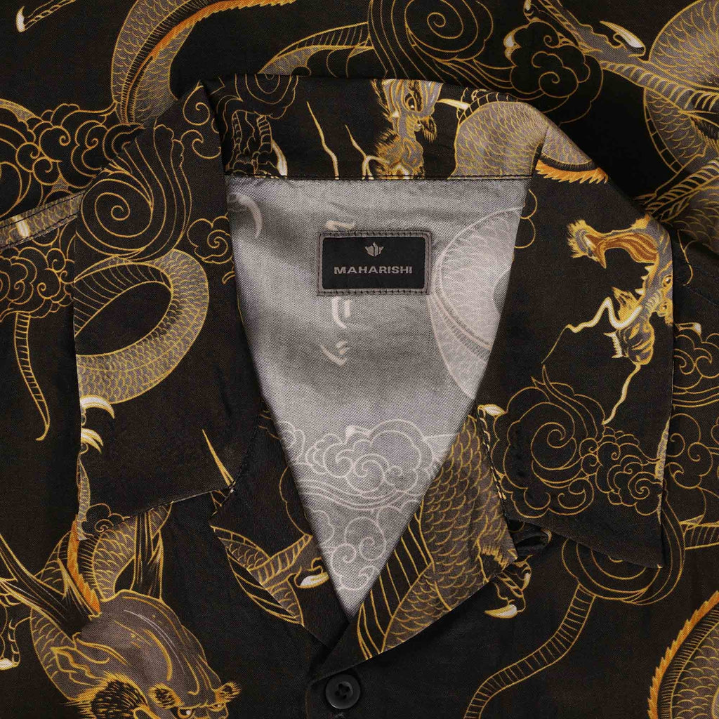 Maharishi Cloud Dragon Camp Collar Shirt - Golden Black
