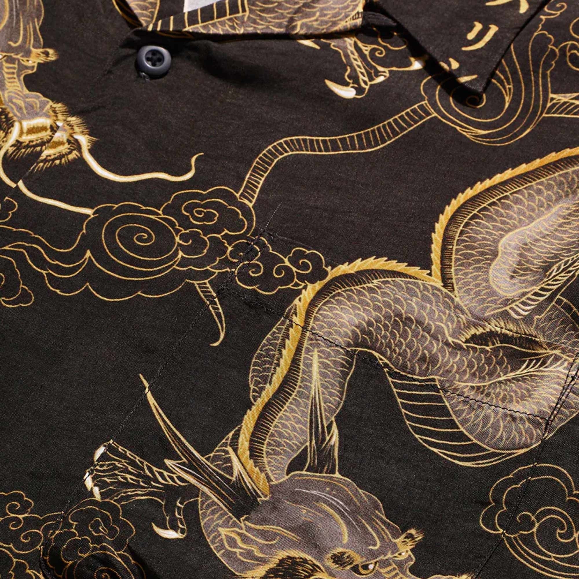Maharishi Cloud Dragon Camp Collar Shirt - Golden Black