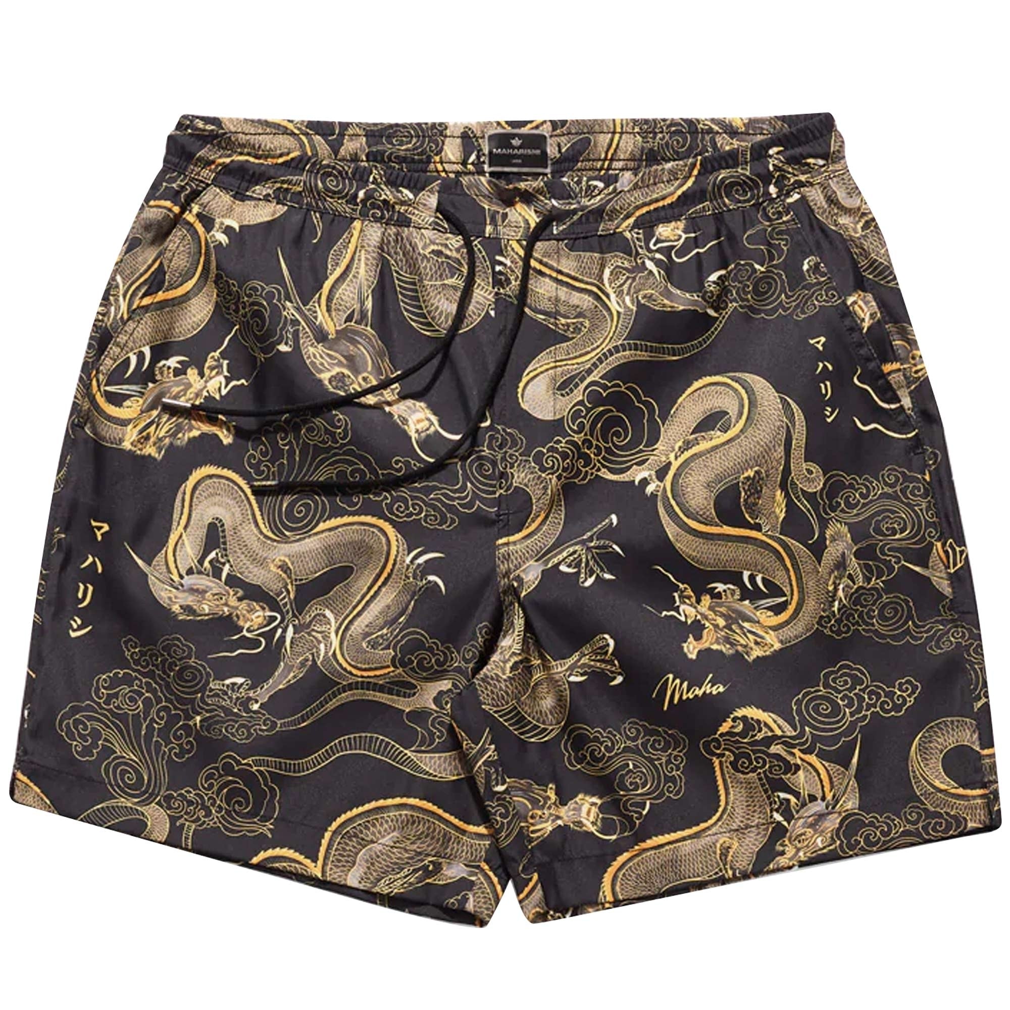 Maharishi Thai Cloud Dragon Swimshorts - Golden Black