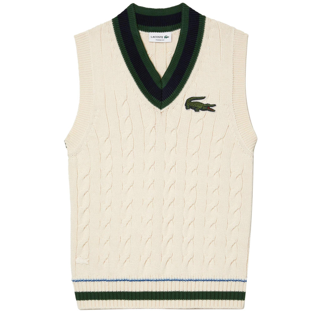 Lacoste Cable Knit Sweater Vest - Ecru