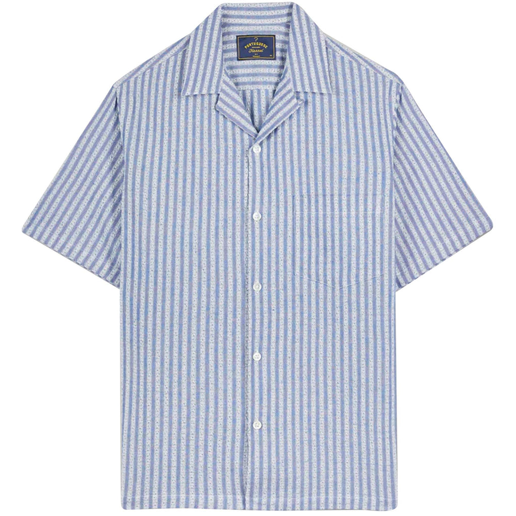 Portuguese Flannel Jacquard Chambray Shirt - Blue