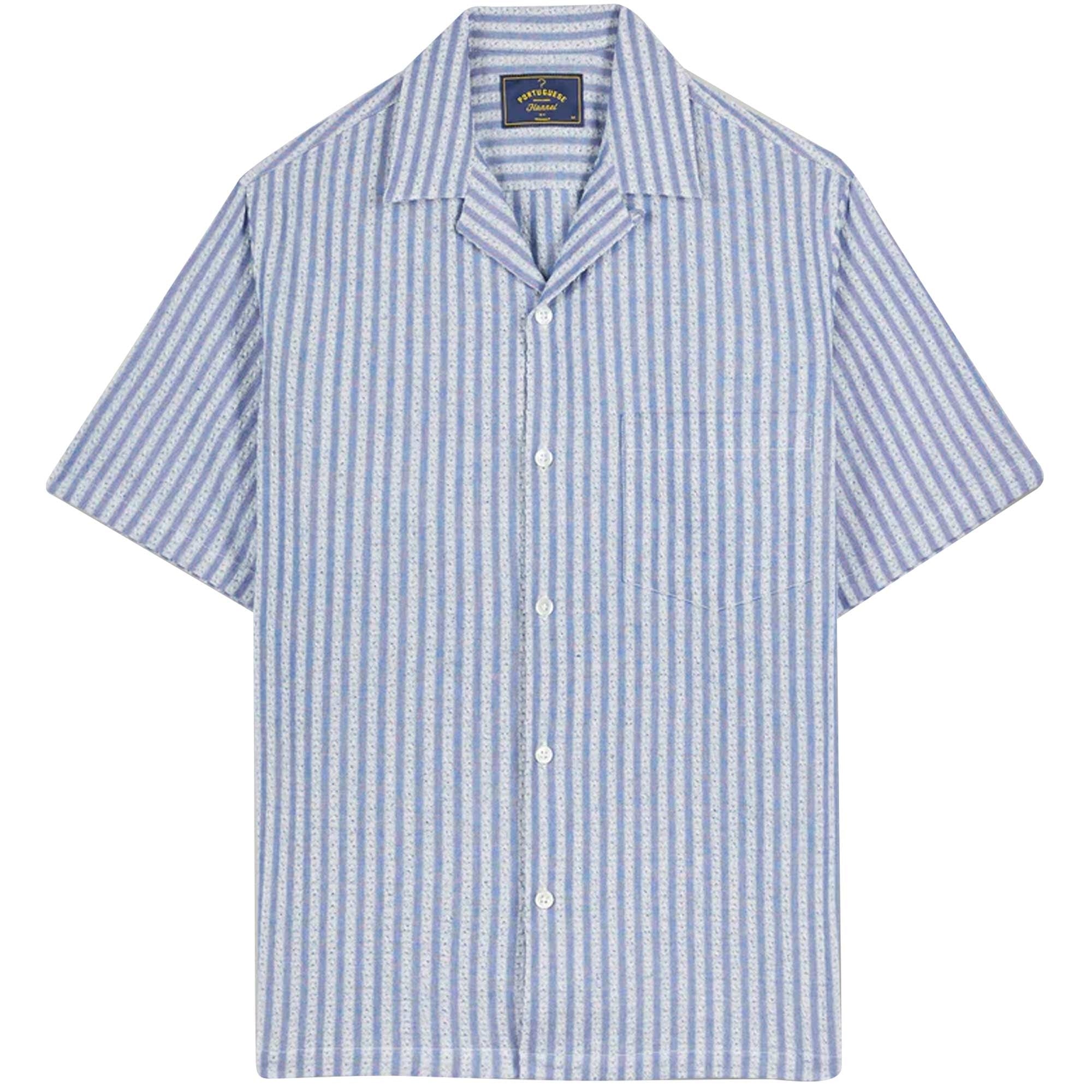 Portuguese Flannel Jacquard Chambray Shirt - Blue