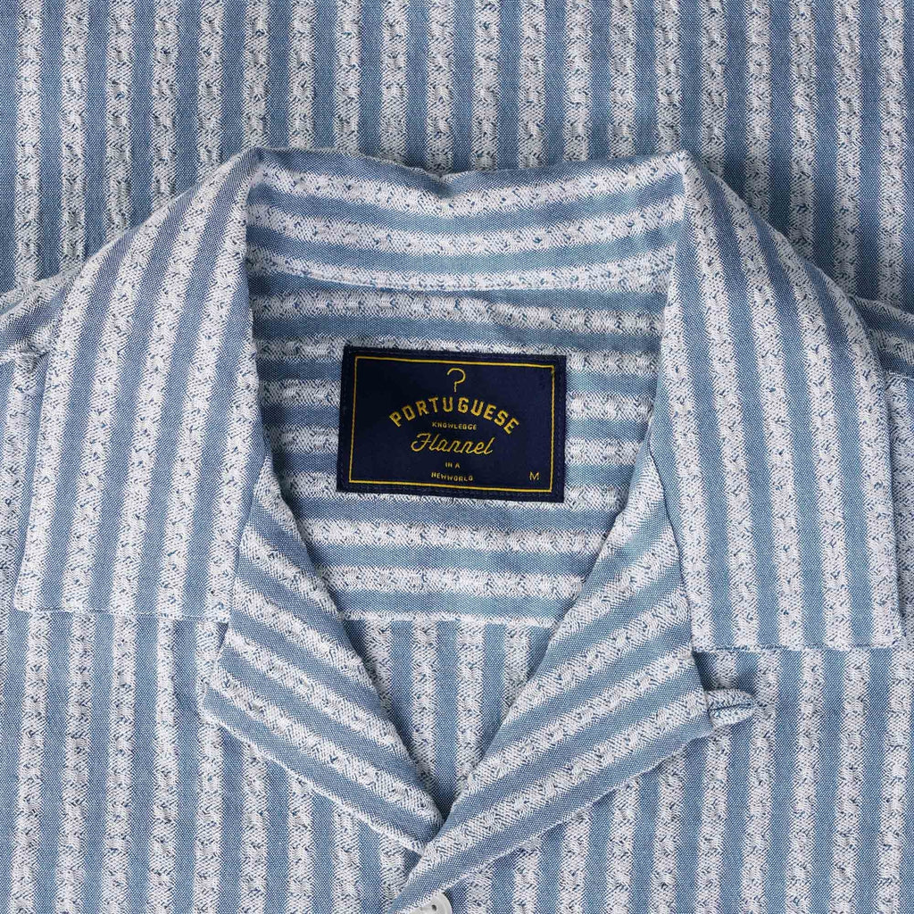 Portuguese Flannel Jacquard Chambray Shirt - Blue