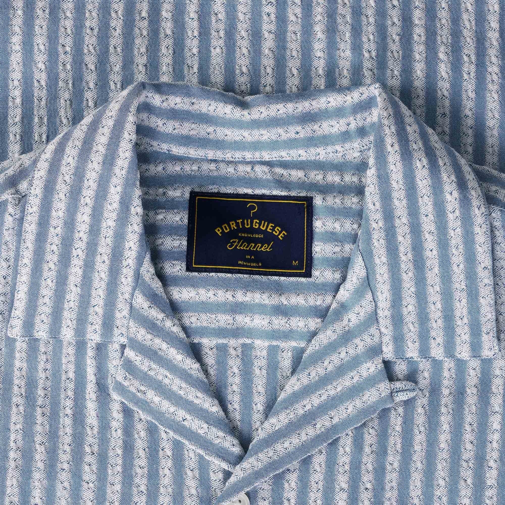 Portuguese Flannel Jacquard Chambray Shirt - Blue