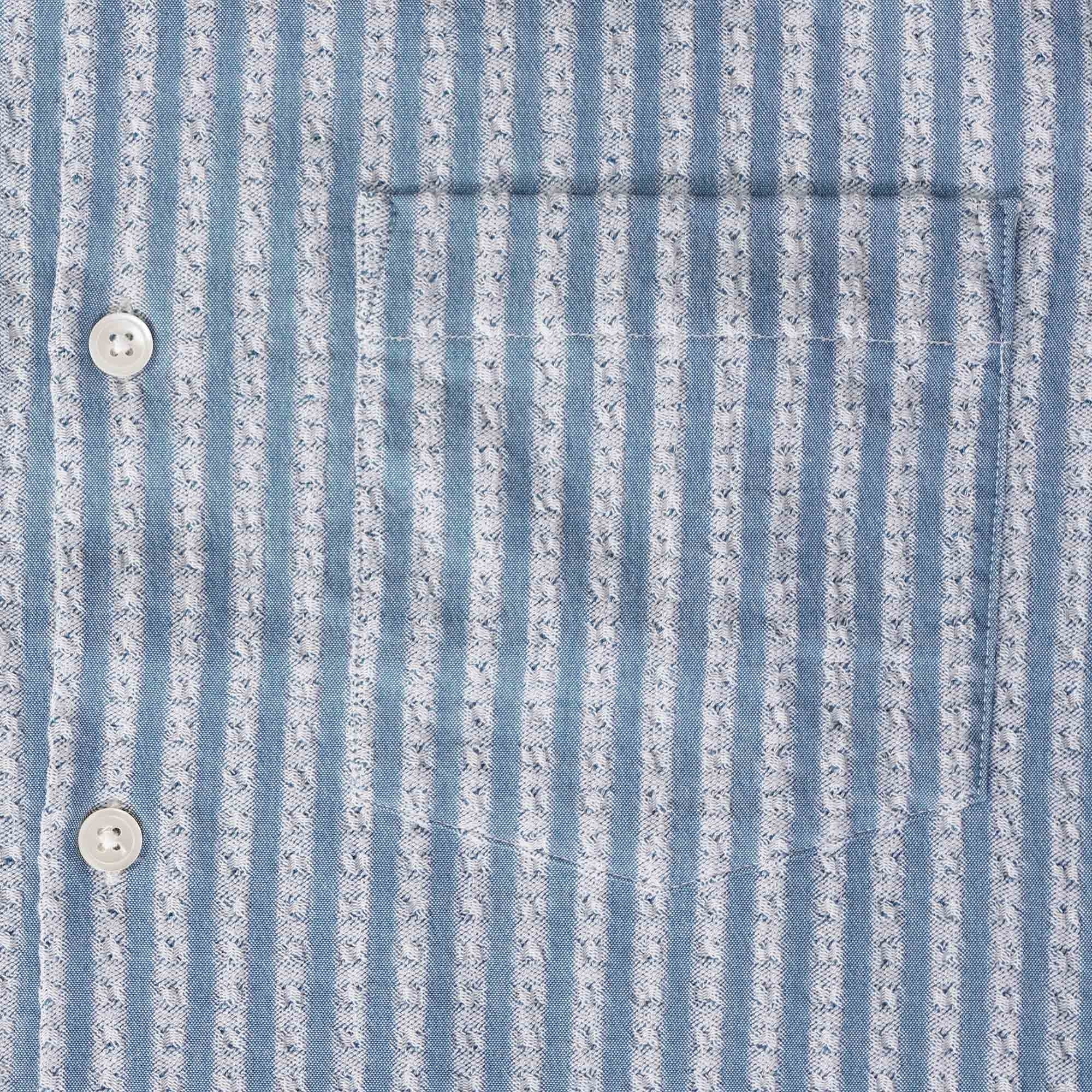Portuguese Flannel Jacquard Chambray Shirt - Blue