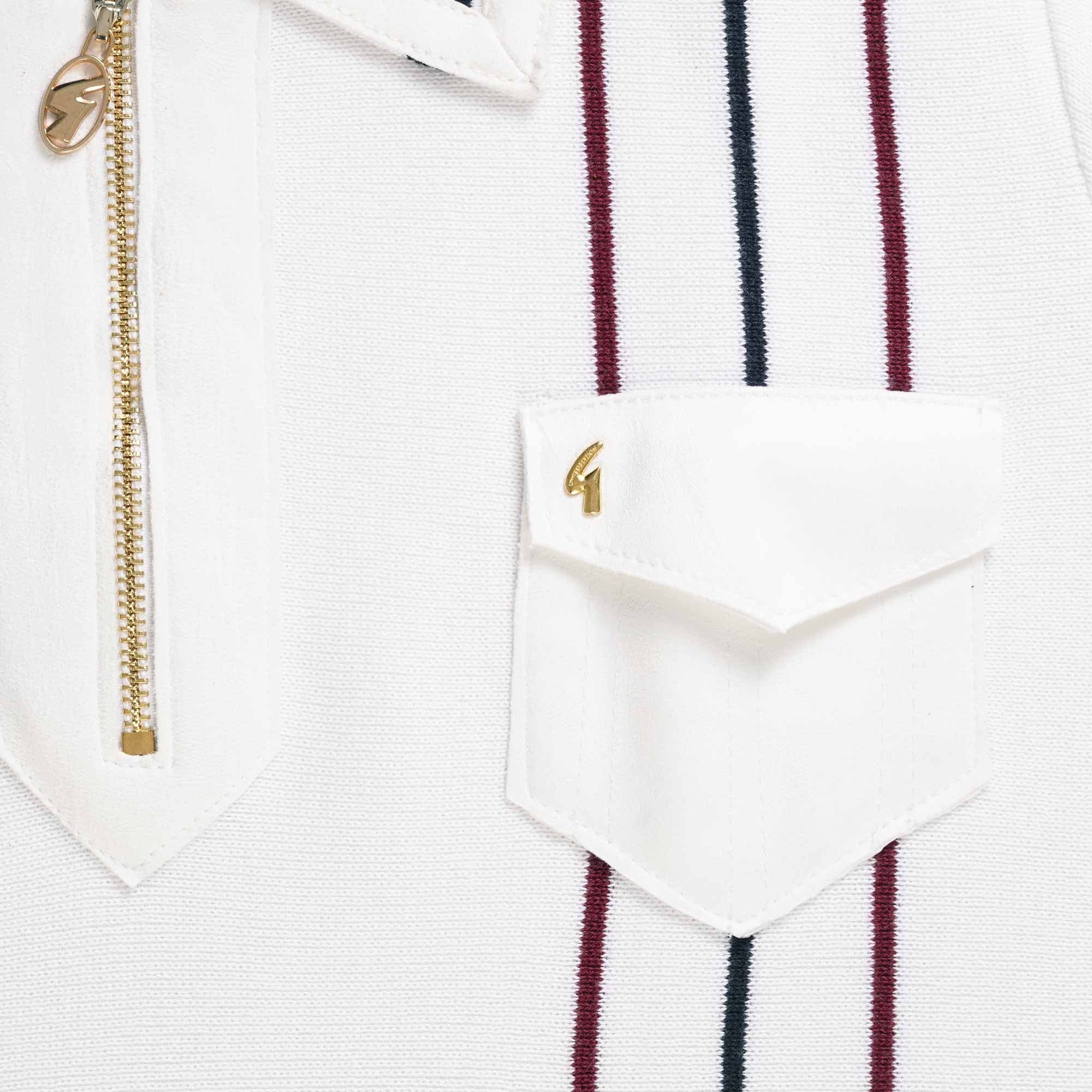 Gabicci Vintage 50th Anniversary Robyn Zip Up Polo Shirt - White