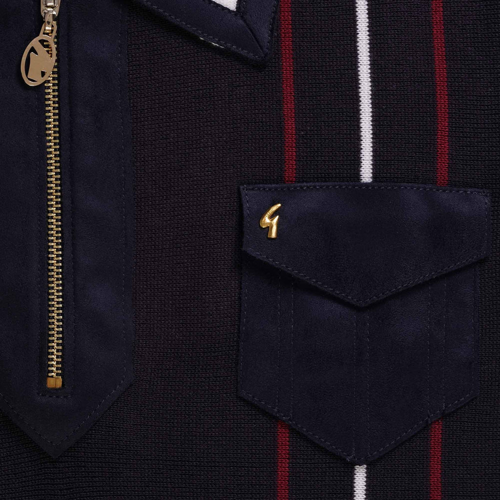 Gabicci Vintage 50th Anniversary Robyn Zip Up Polo Shirt - Navy