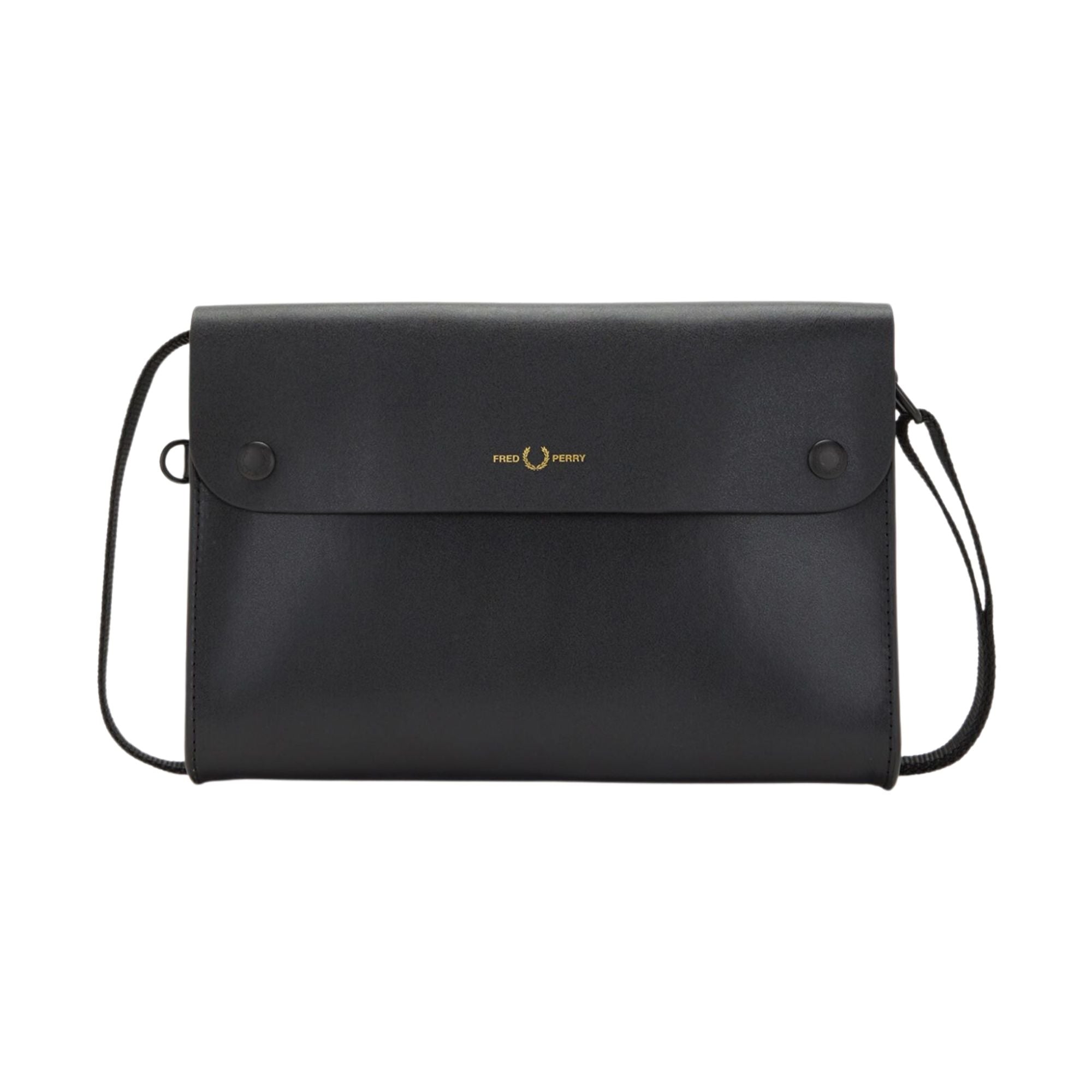 Fred Perry Burnished Leather Sacoche Bag - Black