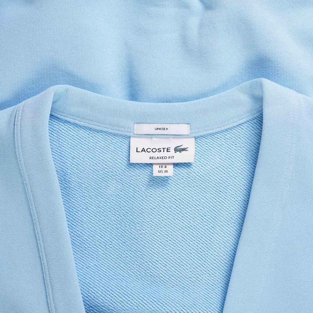 Lacoste Unisex V-neck Organic Cotton Fleece Cardigan - Bleu