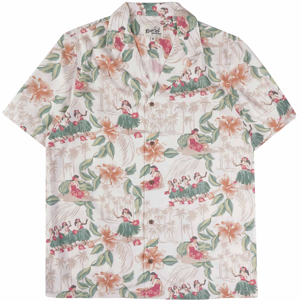 Hula Show Pareo Camp Shirt - White