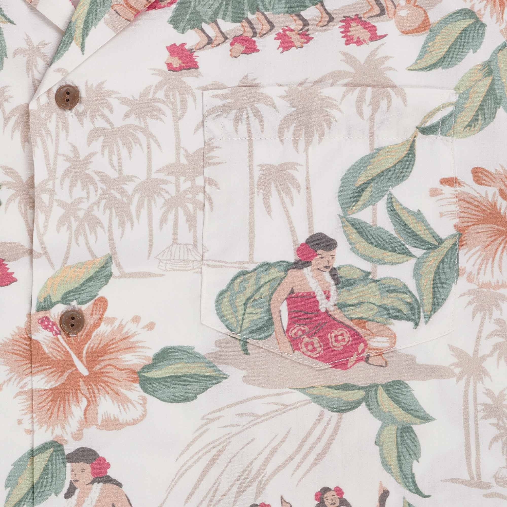 Hula Show Pareo Camp Shirt - White