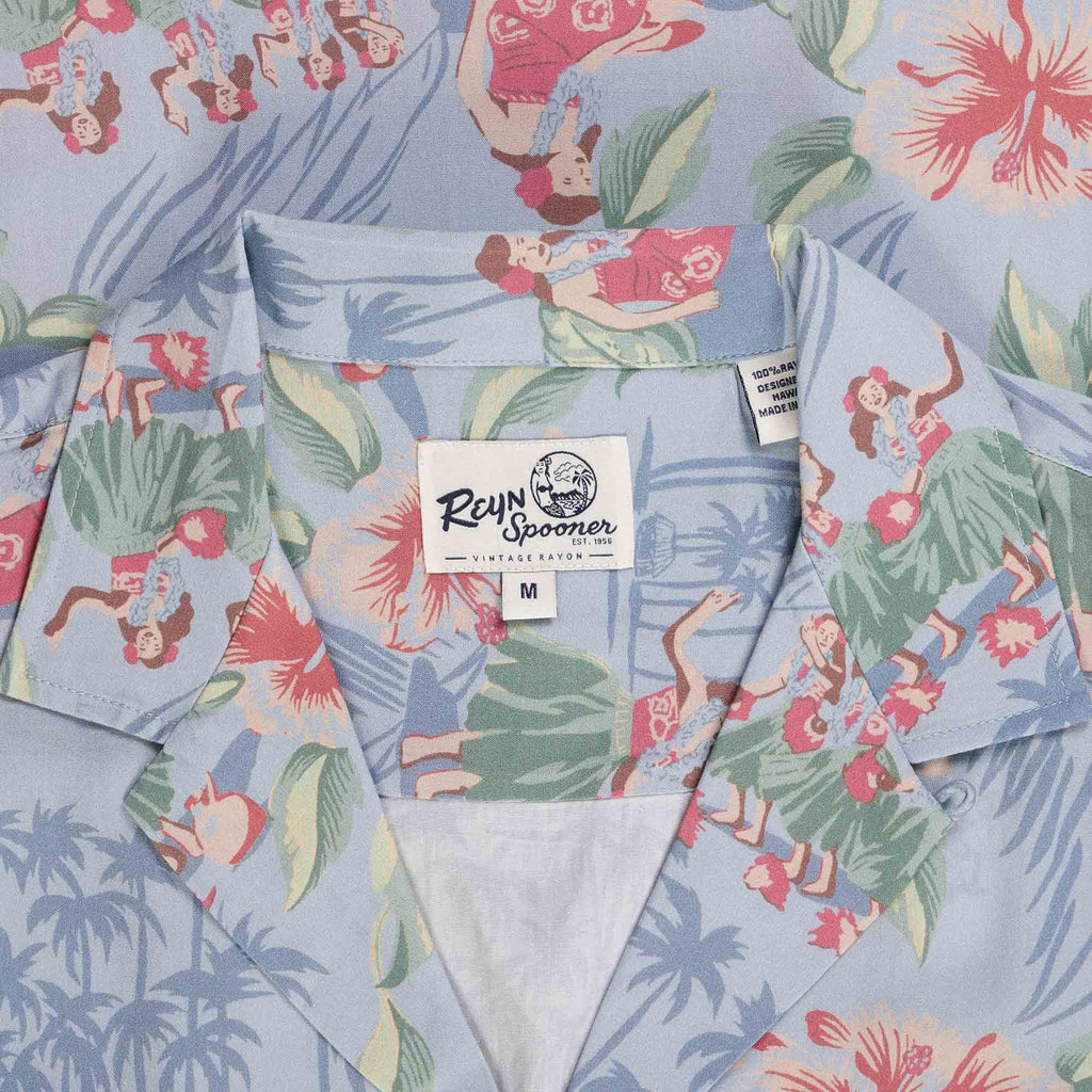 Hula Show Pareo Camp Shirt - Light Blue